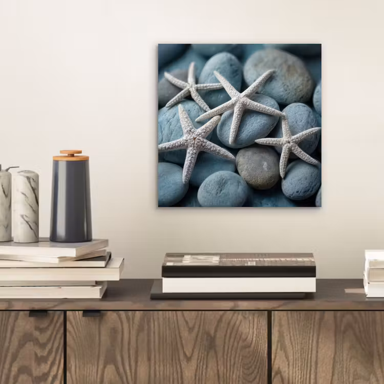 Aluminium schilderij - Zeesterren - Stenen - Wit — 2