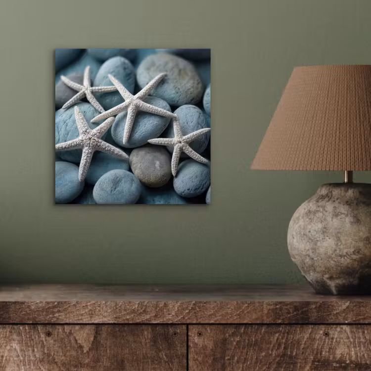 Aluminium schilderij - Zeesterren - Stenen - Wit — 3