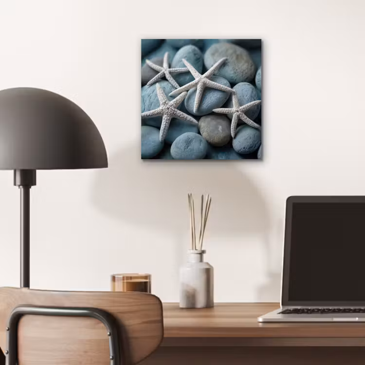 Aluminium schilderij - Zeesterren - Stenen - Wit — 6