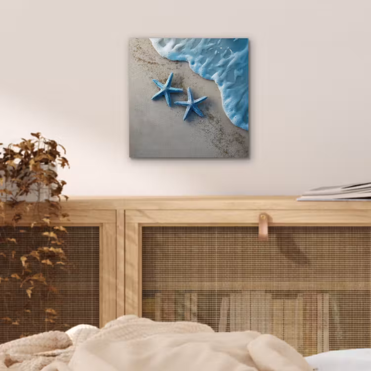 Aluminium schilderij - Zeesterren - Zand - Zee - Blauw — 4