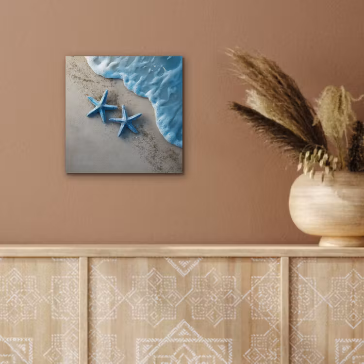 Aluminium schilderij - Zeesterren - Zand - Zee - Blauw — 5