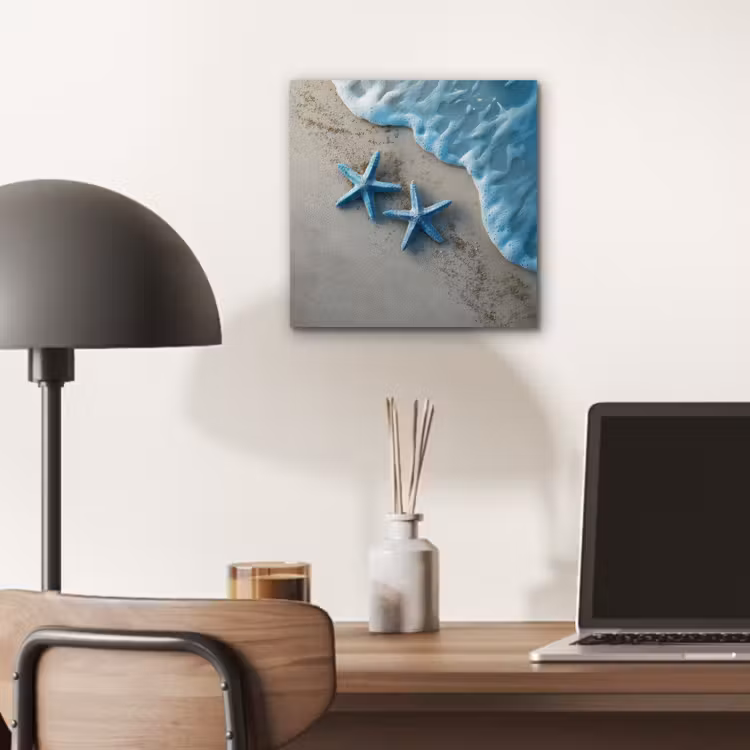 Aluminium schilderij - Zeesterren - Zand - Zee - Blauw — 6