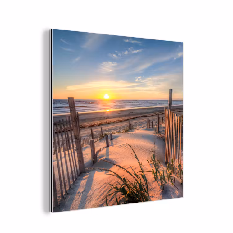Aluminium schilderij - Strand - Zee - Duin - Zonsondergang - Landschap — 1