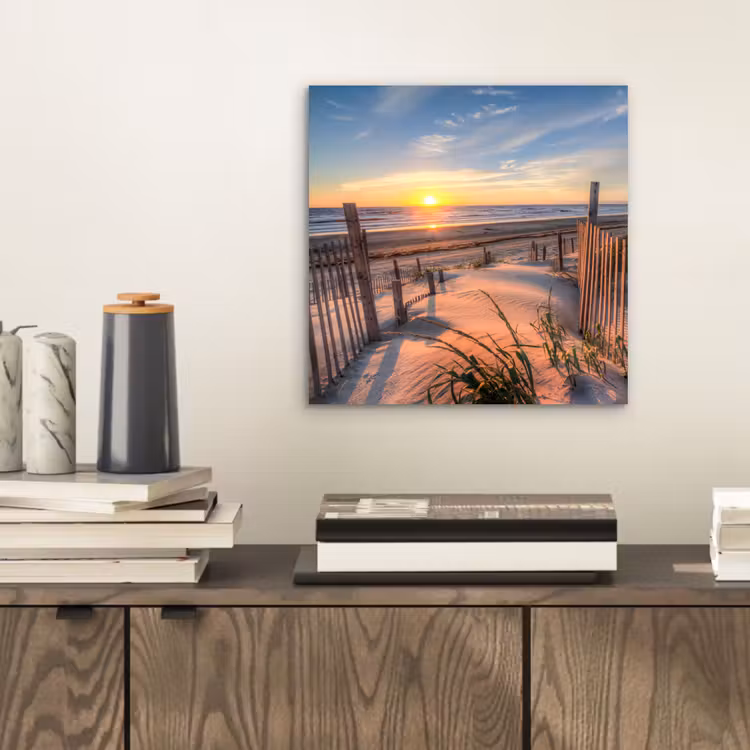 Aluminium schilderij - Strand - Zee - Duin - Zonsondergang - Landschap — 2