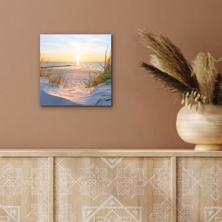 Aluminium schilderij - Strand - Zon - Duin - Gras - Zand - Horizon — 5