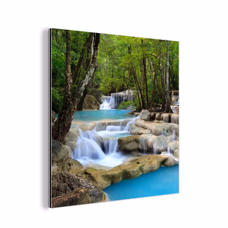 Aluminium schilderij - Waterval - Natuur - Rivier - Bos - Water — 1