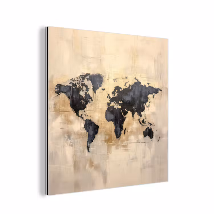 Aluminium schilderij - Wereldkaart - Goud - Zwart - Abstract — 1