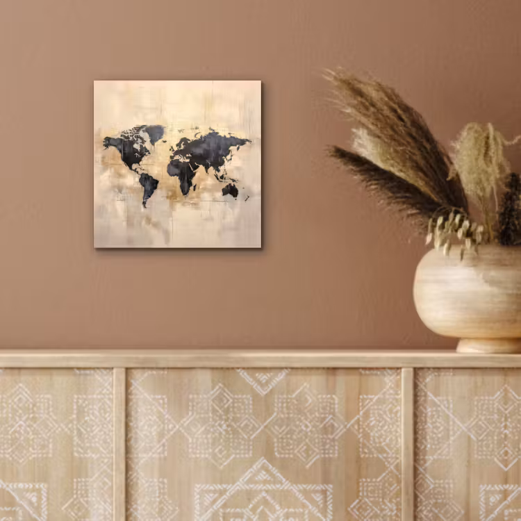 Aluminium schilderij - Wereldkaart - Goud - Zwart - Abstract — 5