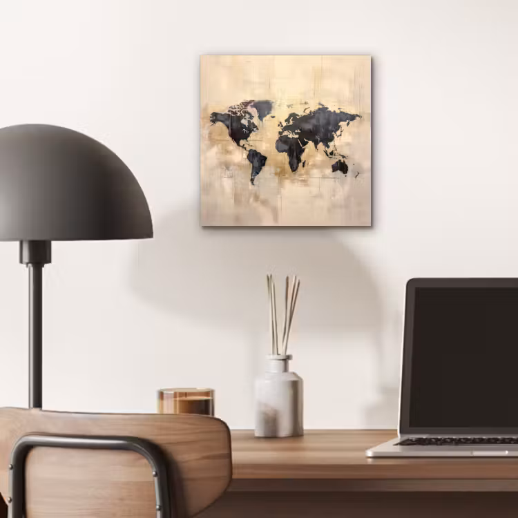 Aluminium schilderij - Wereldkaart - Goud - Zwart - Abstract — 6