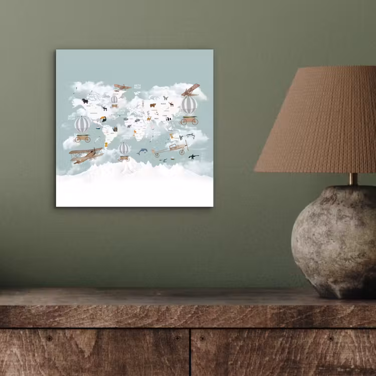 Aluminium schilderij - Wereldkaart - Kind - Vliegtuig — 3