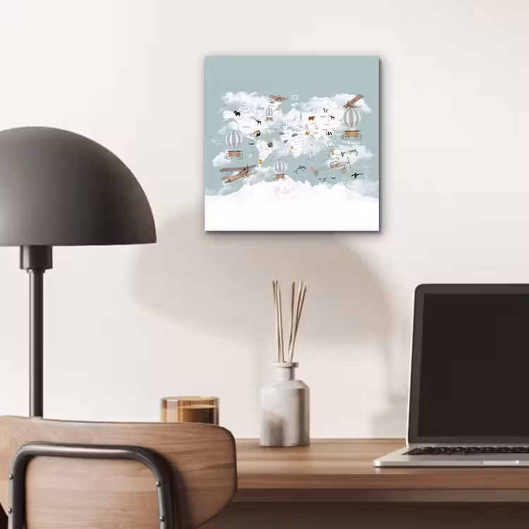 Aluminium schilderij - Wereldkaart - Kind - Vliegtuig — 6