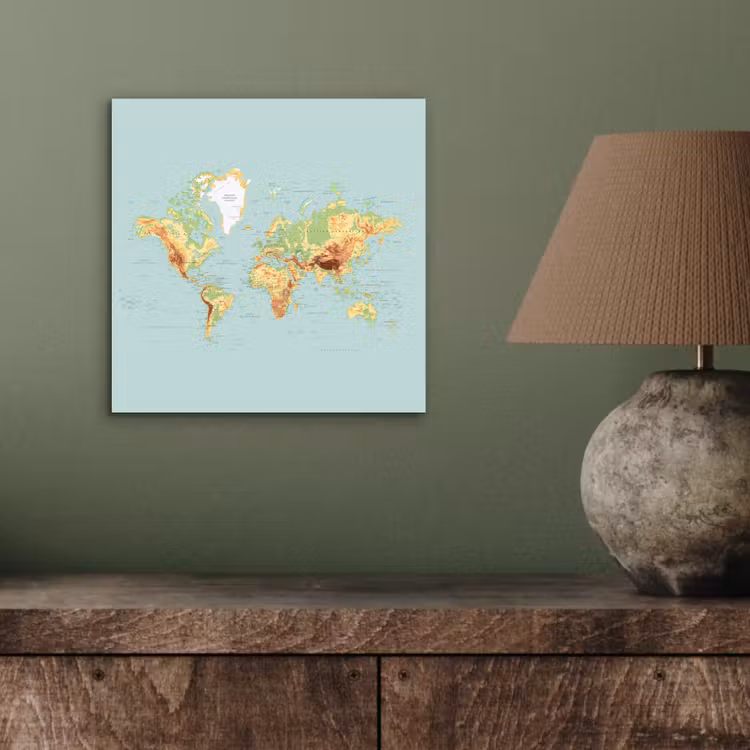 Aluminium schilderij - Wereldkaart - Realistisch - Blauw — 3