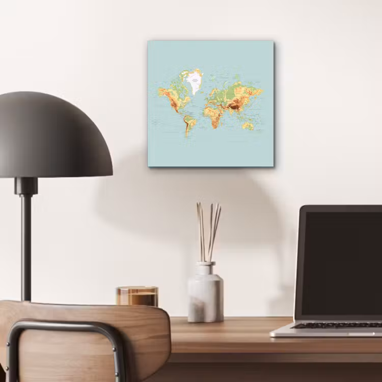 Aluminium schilderij - Wereldkaart - Realistisch - Blauw — 6