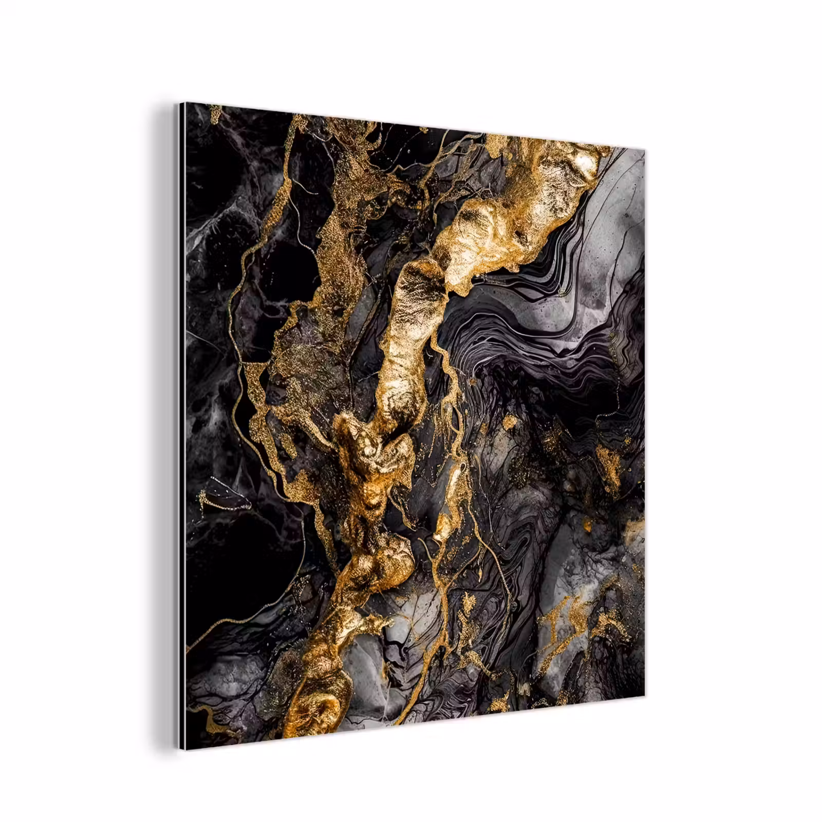 Aluminium schilderij - Marmer - Zwart - Goud - Abstract — 1