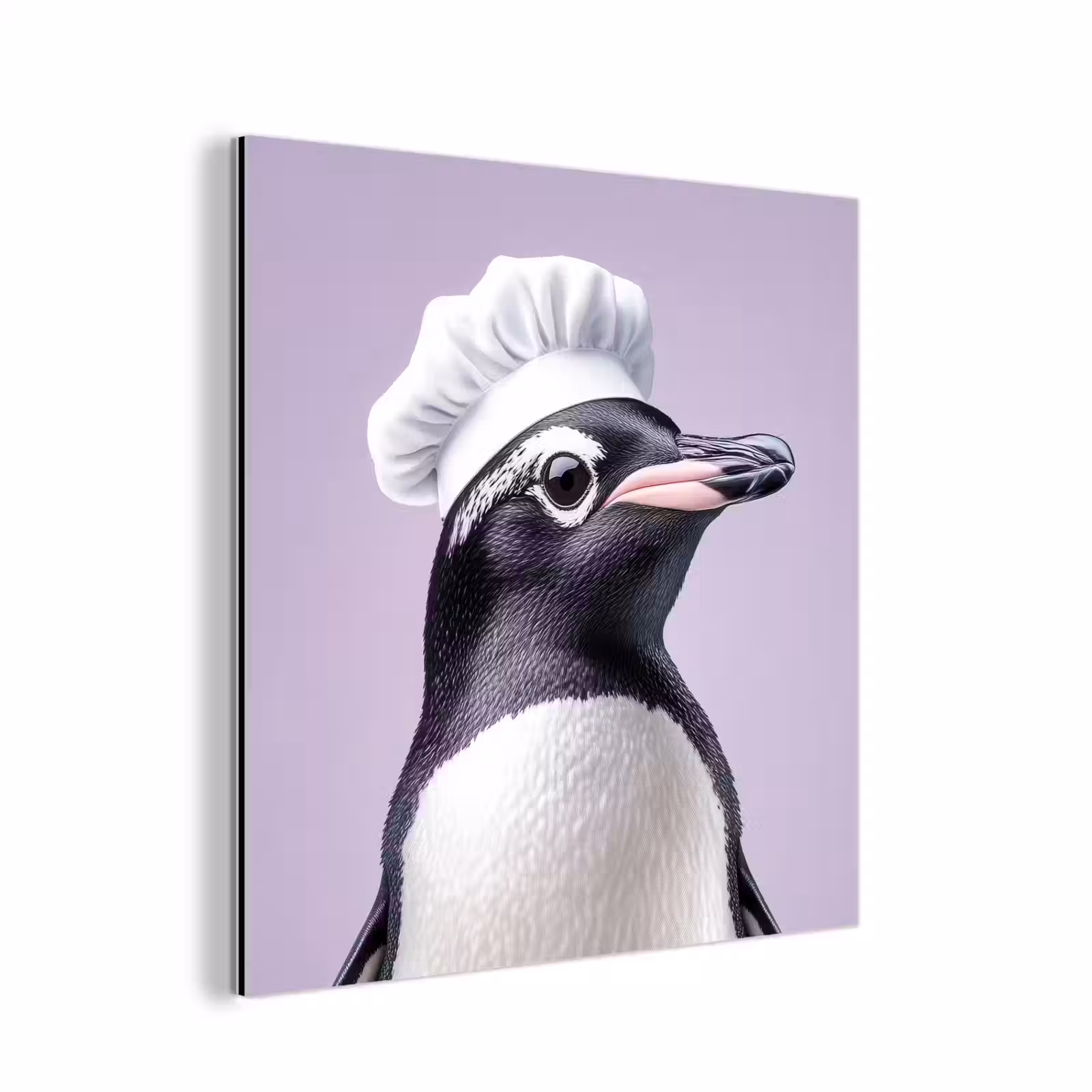 Aluminium schilderij - Pinguïn - Koksmuts - Lief - Paars — 1