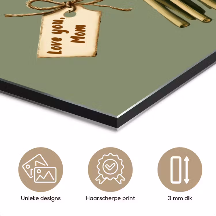 Aluminium schilderij - Lint - Boeket - Groen - Quote — 7