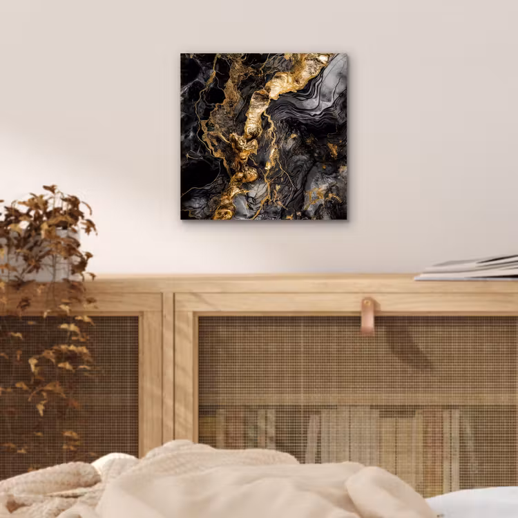 Aluminium schilderij - Marmer - Zwart - Goud - Abstract — 4