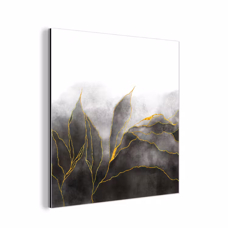 Aluminium schilderij - Marmer - Zwart - Goud - Luxe - Marmerlook — 1
