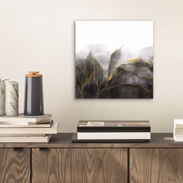 Aluminium schilderij - Marmer - Zwart - Goud - Luxe - Marmerlook — 2