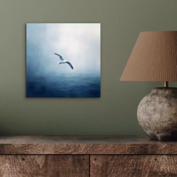 Aluminium schilderij - Meeuw - Wit - Zee - Mistig — 3