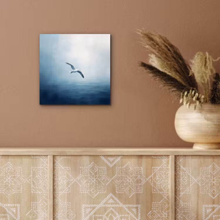 Aluminium schilderij - Meeuw - Wit - Zee - Mistig — 5