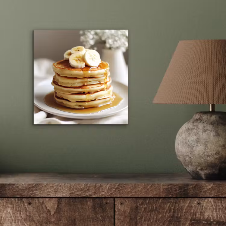 Aluminium schilderij - Pannenkoeken - Banaan - Siroop - Wit - Beige — 3