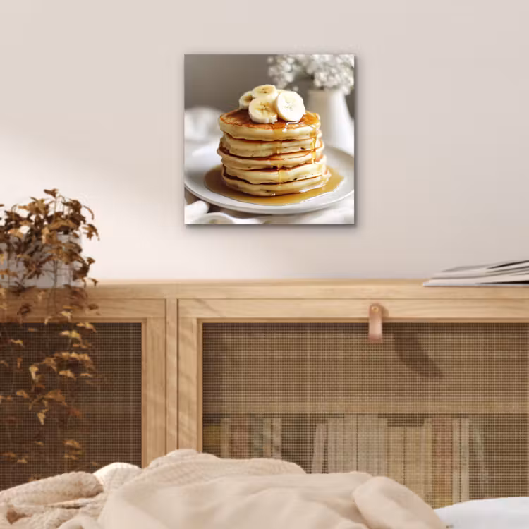 Aluminium schilderij - Pannenkoeken - Banaan - Siroop - Wit - Beige — 4
