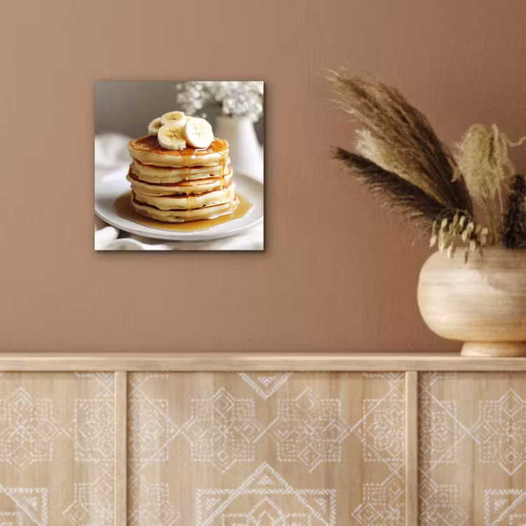 Aluminium schilderij - Pannenkoeken - Banaan - Siroop - Wit - Beige — 5