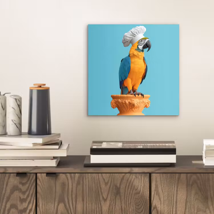 Aluminium schilderij - Papegaai - Koksmuts - Grappig - Vogel — 2