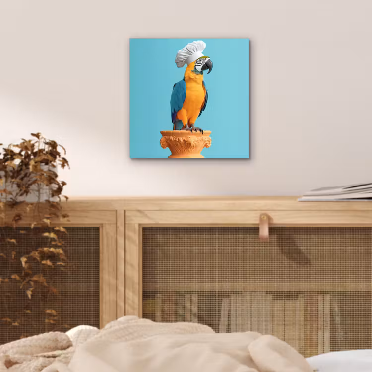 Aluminium schilderij - Papegaai - Koksmuts - Grappig - Vogel — 4