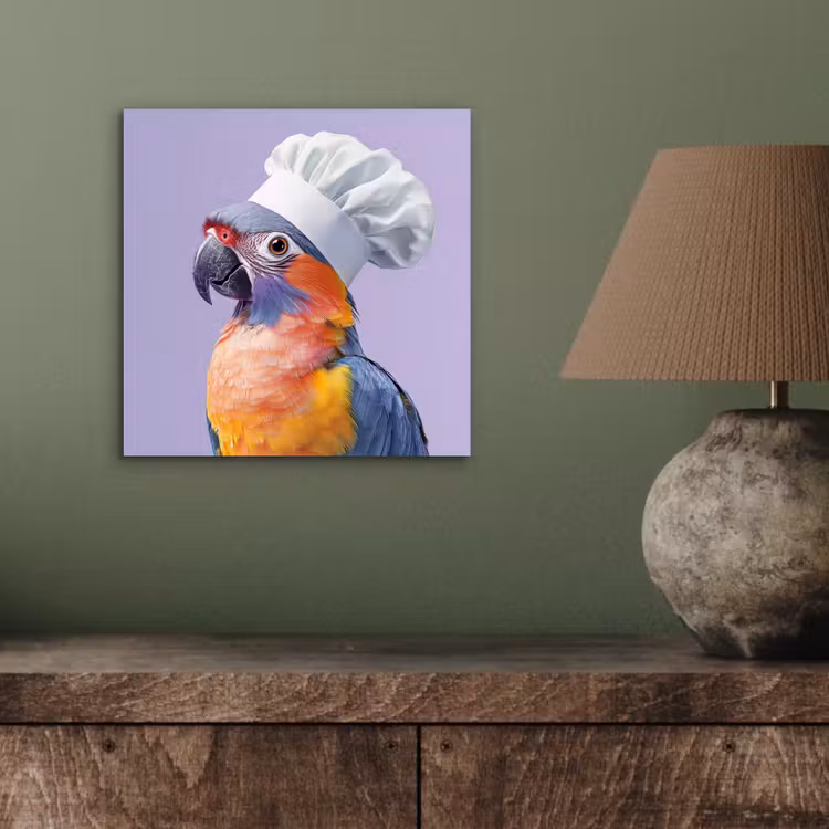 Aluminium schilderij - Papegaai - Koksmuts - Paars - Cute — 3