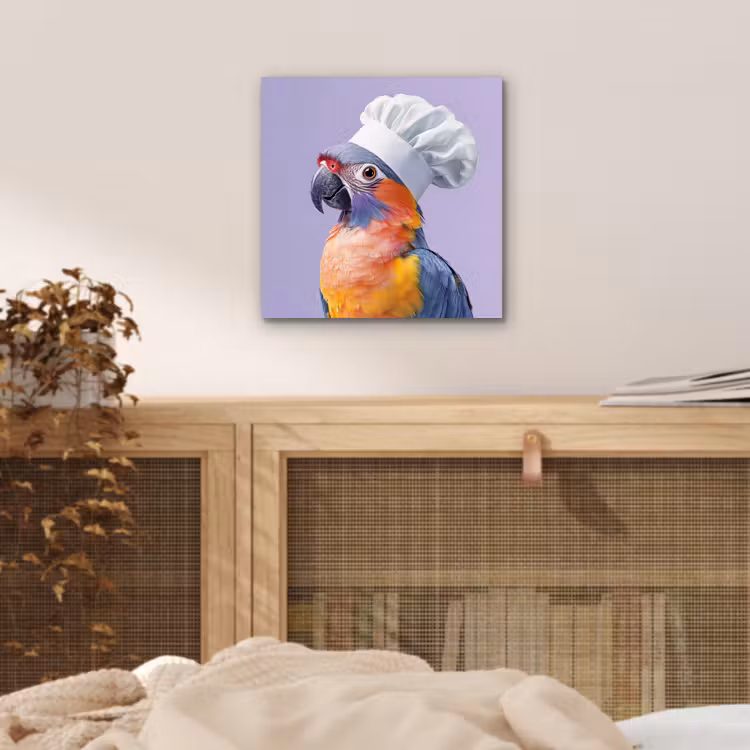 Aluminium schilderij - Papegaai - Koksmuts - Paars - Cute — 4