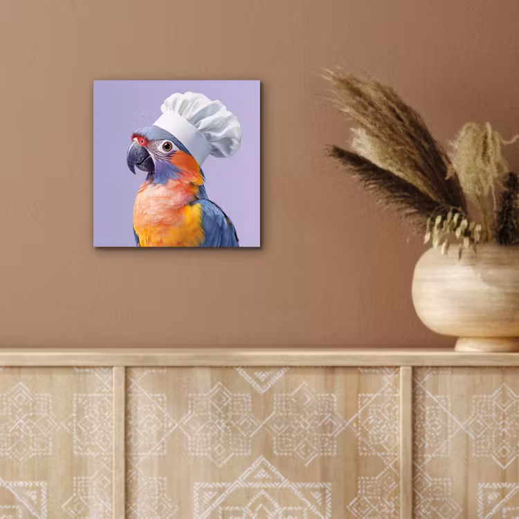 Aluminium schilderij - Papegaai - Koksmuts - Paars - Cute — 5