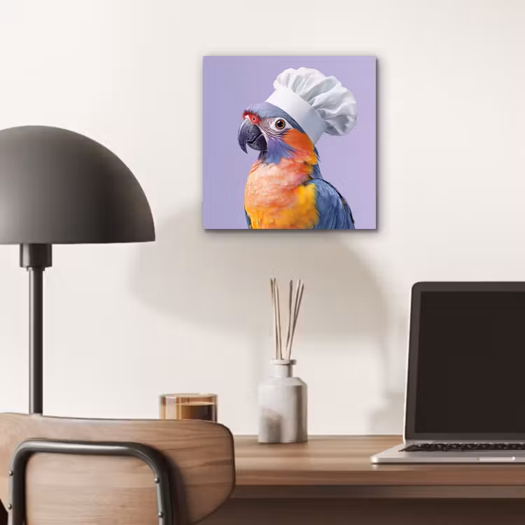 Aluminium schilderij - Papegaai - Koksmuts - Paars - Cute — 6