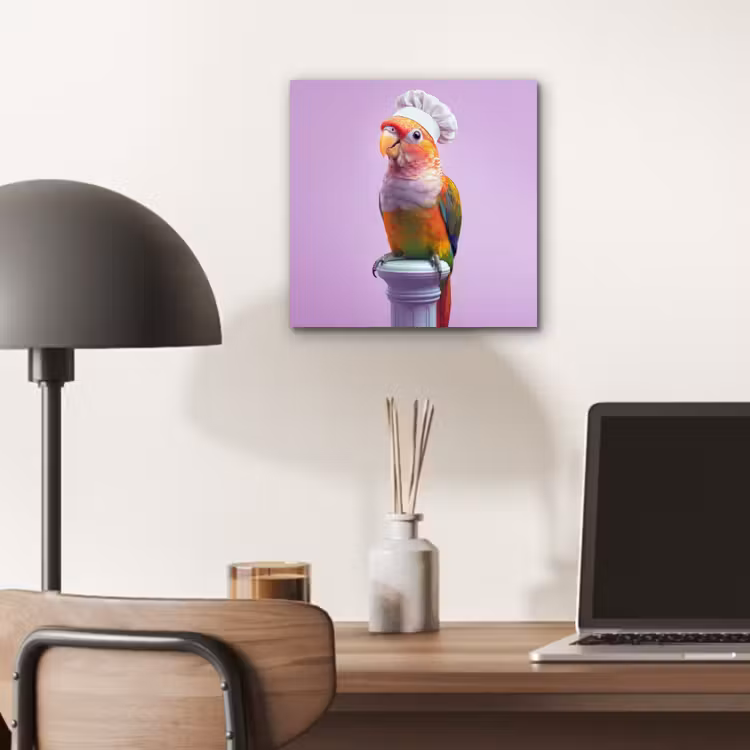Aluminium schilderij - Papegaai - Koksmuts - Pilaar - Vogel — 6