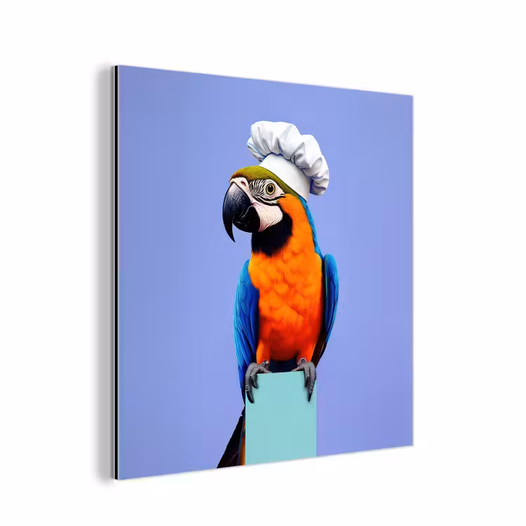 Aluminium schilderij - Papegaai - Koksmuts - Vogel - Leuk — 1