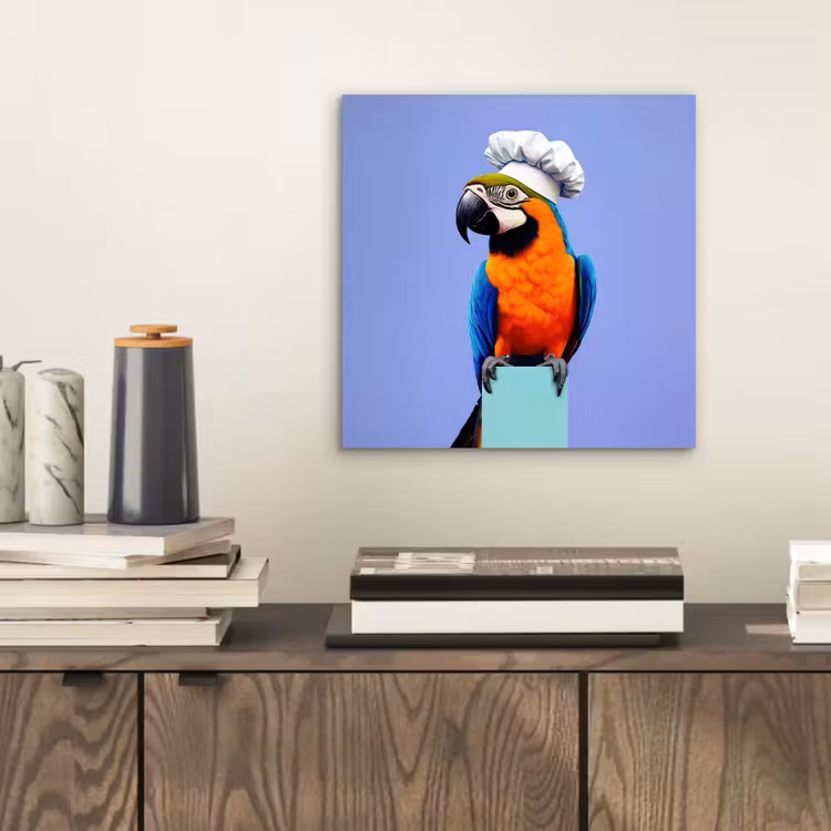 Aluminium schilderij - Papegaai - Koksmuts - Vogel - Leuk — 2