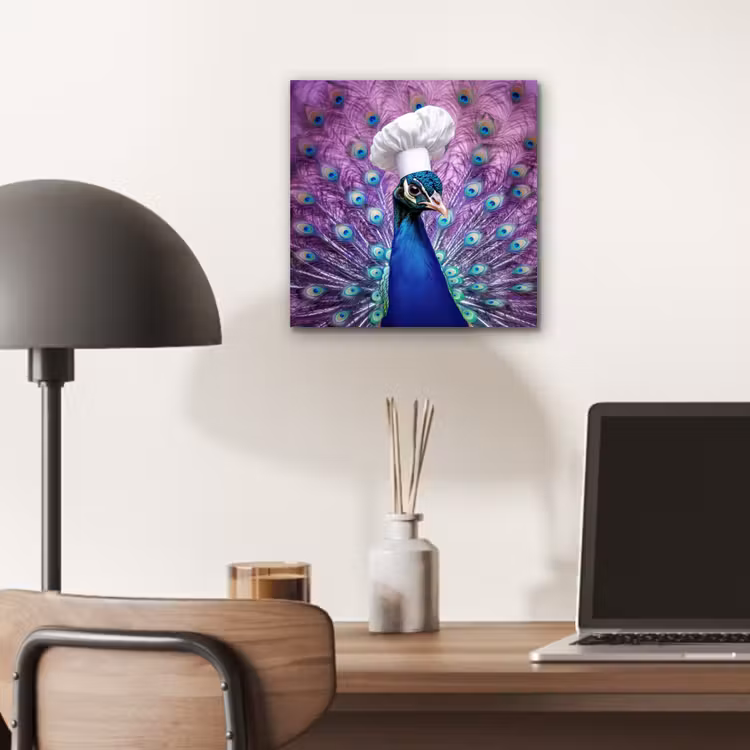Aluminium schilderij - Pauw - Koksmuts - Cool - Paars — 6