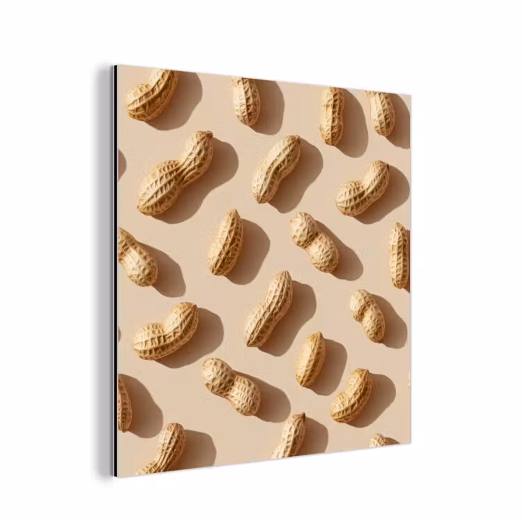 Aluminium schilderij - Pinda's - Patroon - Beige — 1