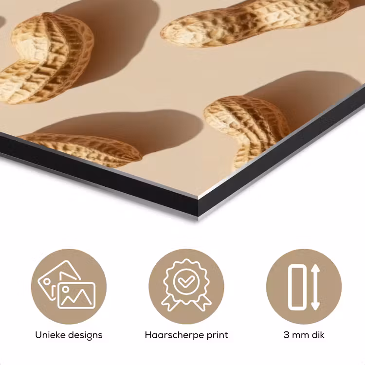 Aluminium schilderij - Pinda's - Patroon - Beige — 7