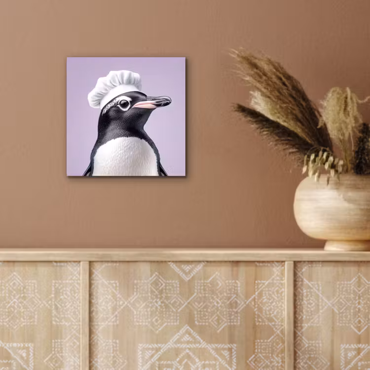 Aluminium schilderij - Pinguïn - Koksmuts - Lief - Paars — 5