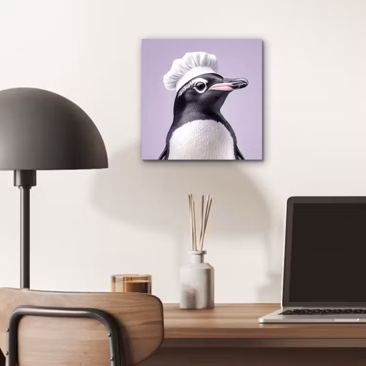 Aluminium schilderij - Pinguïn - Koksmuts - Lief - Paars — 6