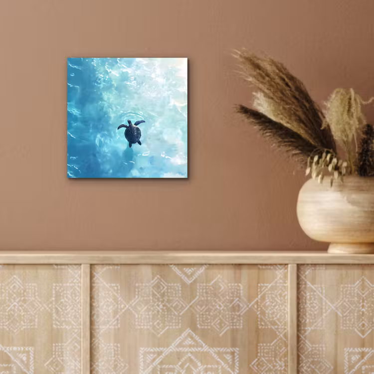 Aluminium schilderij - Schildpad - Zee - Blauw - Schittering — 5