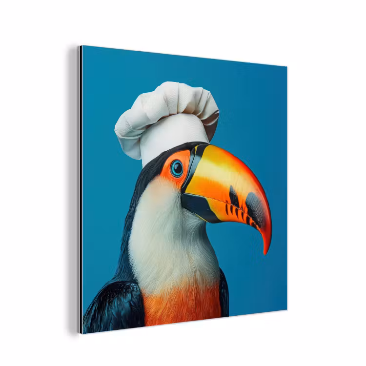 Aluminium schilderij - Toekan - Papegaai - Vogel - Koksmuts — 1