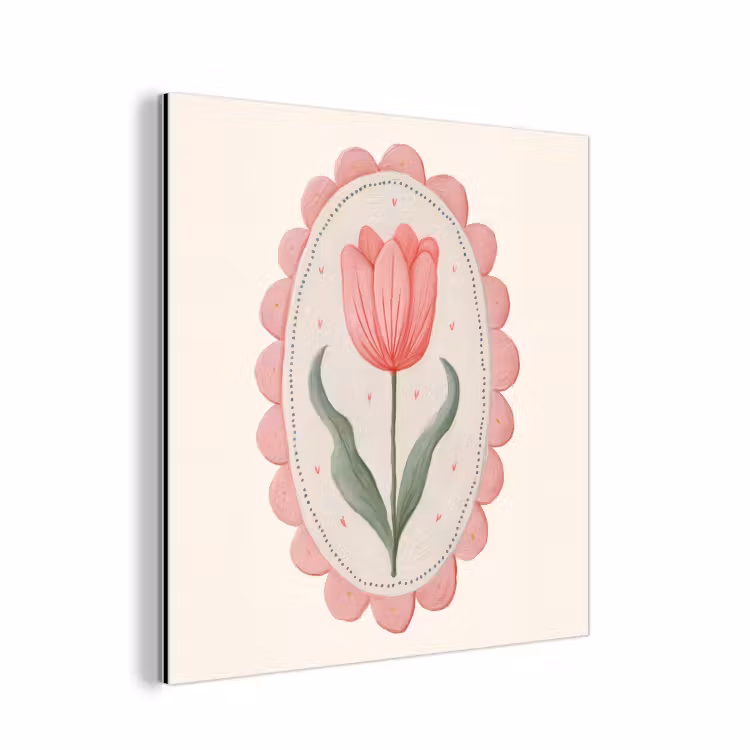 Aluminium schilderij - Tulp - Lijst - Ovaal - Illustratie — 1