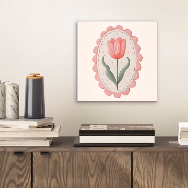 Aluminium schilderij - Tulp - Lijst - Ovaal - Illustratie — 2