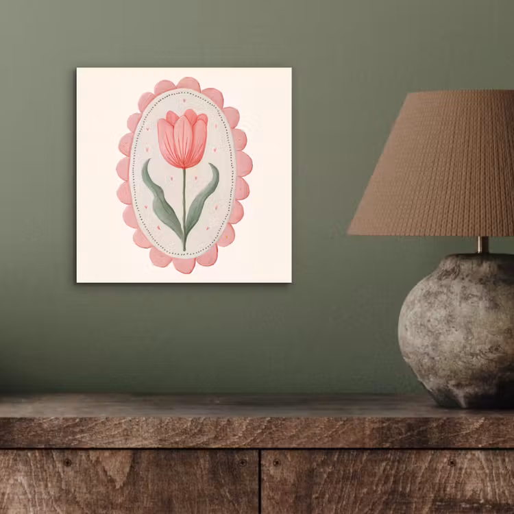 Aluminium schilderij - Tulp - Lijst - Ovaal - Illustratie — 3