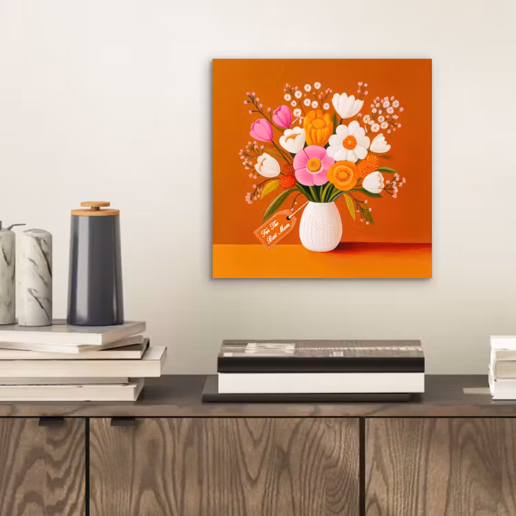 Aluminium schilderij - Vaas - Bloemen - Oranje — 2