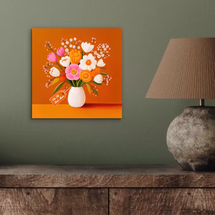 Aluminium schilderij - Vaas - Bloemen - Oranje — 3