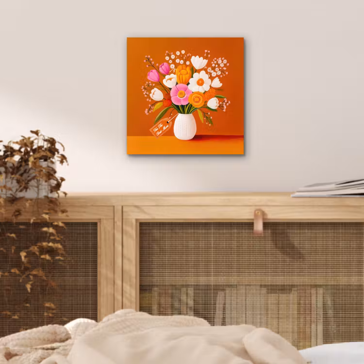 Aluminium schilderij - Vaas - Bloemen - Oranje — 4